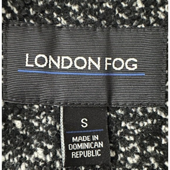 VTG London Fog Women Black Tweed Pea Coat Wool Blend Pockets Lined Jacket Size S - Picture 6 of 8